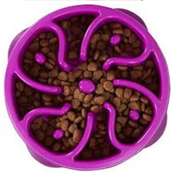 Outward Hound Purple Flower Slow Feeder Dog Bowl - Mini/Medium Size - Picture 3 of 4